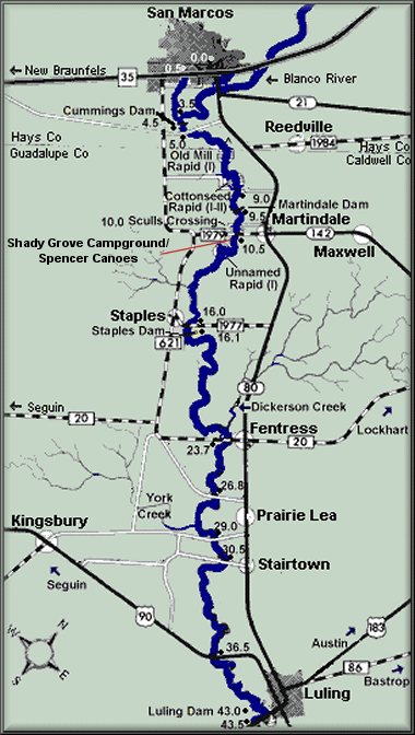 San Marcos River map