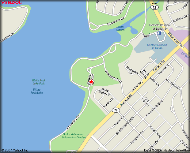 Map to The Winfrey Point Recreation Center at White Rock Lake
